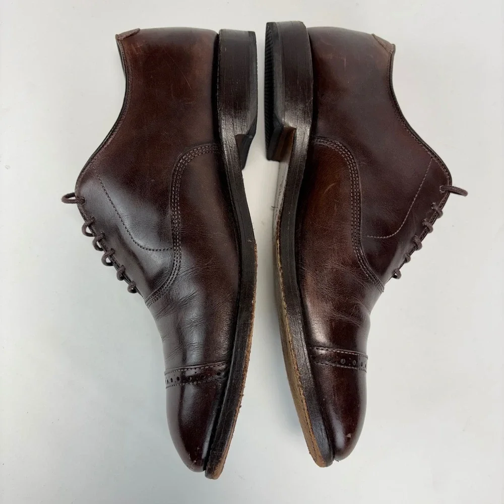 Allen Edmonds Fifth Avenue Oxford Mens 8 Dark Brown Leather Cap Toe Dress Shoes